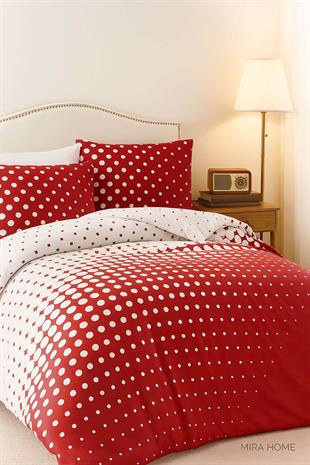 Çift Kişilik Nevresim Takımı Pamuklu Retro Puantiye