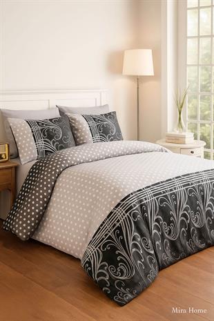 Çift Kişilik Nevresim Takımı Pamuklu Siyah İnci