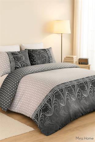 Çift Kişilik Nevresim Takımı Pamuklu Siyah İnci