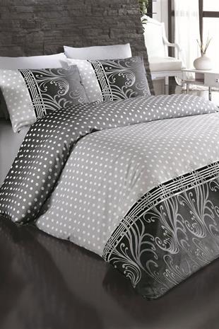 Çift Kişilik Nevresim Takımı Pamuklu Siyah İnci