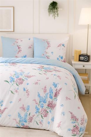 Çift Kişilik Pamuklu Nevresim Takımı Krizantem Desenli