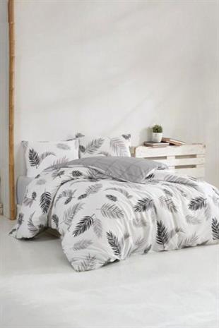 Çift Kişilik Ranforce Nevresim Takımı %100 Pamuklu Yaprak Desen