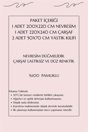 Çift Kişilik Ranforce Nevresim Takımı %100 Pamuklu Yaprak Desen