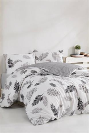 Çift Kişilik Ranforce Nevresim Takımı %100 Pamuklu Yaprak Desen