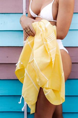 Çizgili %100 Pamuk Soft Peştemal Banyo Plaj Havlusu 100x180 Cm