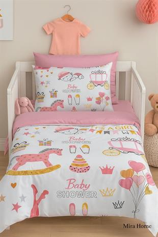 Dijital Baskılı 3d Pamuklu Yenidoğan Bebek Nevresim Takımı Happy Baby Shower