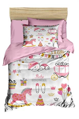 Dijital Baskılı 3d Pamuklu Yenidoğan Bebek Nevresim Takımı Happy Baby Shower