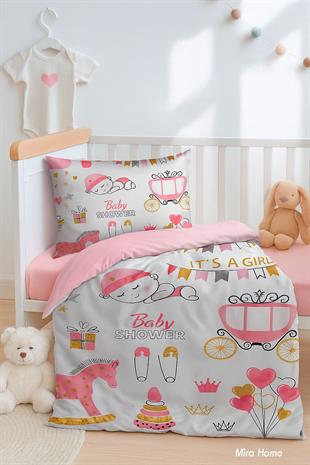 Dijital Baskılı 3d Pamuklu Yenidoğan Bebek Nevresim Takımı Happy Baby Shower