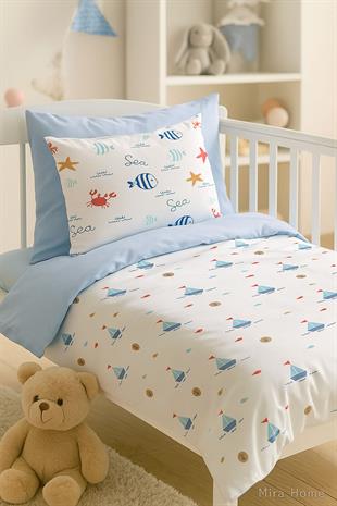 Dijital Baskılı 3d Pamuklu Yenidoğan Bebek Nevresim Takımı Sea Lowe