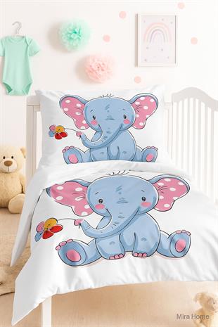 Dijital Baskılı 3d Pamuklu Yenidoğan Bebek Nevresim Takımı Cute Elephant