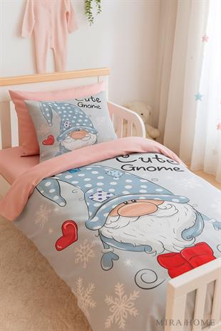 Dijital Baskılı 3d Pamuklu Yenidoğan Bebek Nevresim Takımı Cute Gnome Pink