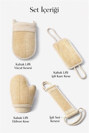 Doğal Kabak Lifi Kese Seti 4’lü Avantaj Paketi