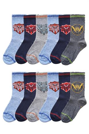 Ekinoks Erkek Çocuk Figürlü Soket Çorap 12 li Paket Asorti