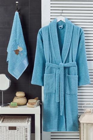 Erkek/Kadın Havlulu Banyo Bornozu Pamuklu Bay Bayan Bornoz