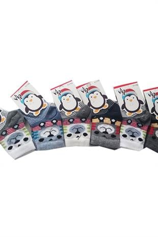 Erkek Bebek/Çocuk Çorabı 6 lı Paket Renkli Desenli Pamuklu
