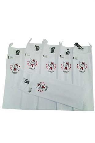 Gümüş İç Giyim İp Askılı Baskılı Kız Çocuk Atlet 6 lı Paket