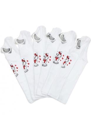 Gümüş İç Giyim Kız Çocuk Geniş Askılı Baskılı Atlet 6lı Paket