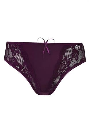 Kadın Dantel Detaylı Külot Pamuklu Renkli Güpürlü Bikini