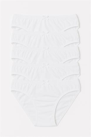 Kadın Fiyonklu İnce Bel Düz Bikini Külot Pamuklu Rahat 