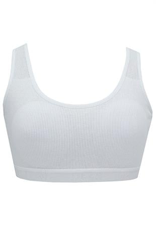 Kadın Geniş Askılı Büyük Beden Büstiyer Sporcu Pedli Sütyen Penye