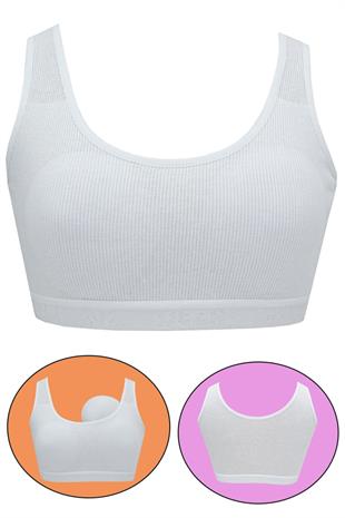 Kadın Geniş Askılı Büyük Beden Büstiyer Sporcu Pedli Sütyen Penye