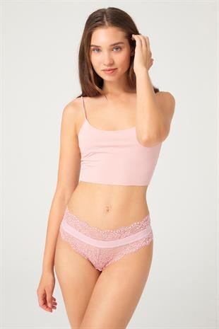 Kadın Hipster Külot Transparan Dantelli Lastik Detaylı 