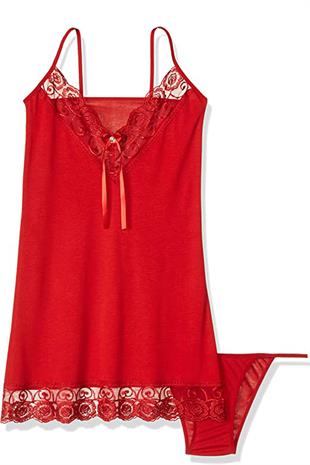 Kadın İp Askılı Dantel Detaylı Gecelik 2 Parça Estetik