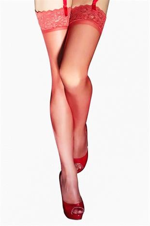 Kadın Jartiyer Çorabı Silikonlu Dantelli 15den Dizüstü Kaymaz