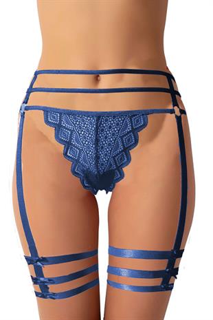 Kadın Jartiyer Görünümlü İpli Tanga String Paçalı Estetik