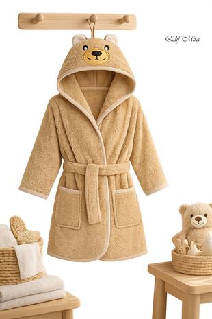 Kapşonlu Pamuklu Çocuk Bornozu Joyful Zoo