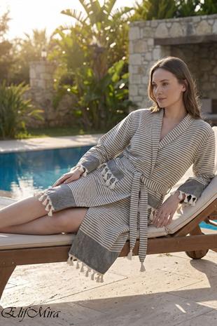 Kapşonlu Unisex Peştemal Plaj Deniz Banyo Bornozu Beachside