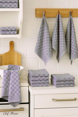 Kare Desenli Mutfak Kurulama Bezi Seti 10’lu 50x70 cm CasaLine