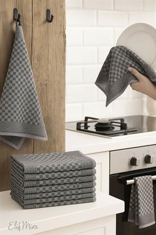 Kare Desenli Mutfak Kurulama Bezi Seti 10’lu 50x70 cm CasaLine