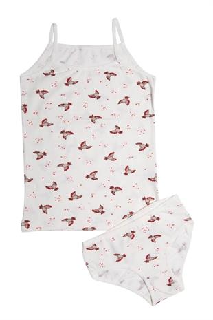 Kız Çocuk İp Askılı Empirme Atlet-Külot Takım Esnek Neşeli