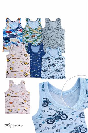 Kota 6lı Erkek Çocuk Pamuklu Askılı Desenli Atlet Fanila