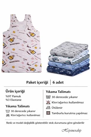 Kota 6lı Erkek Çocuk Pamuklu Askılı Desenli Atlet Fanila