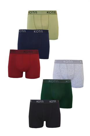 Kota 6lı Erkek Likralı Boxer Pamuklu Esnek Rahat Renkli Paçalı