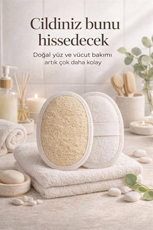 Mini Doğal Bakım Seti - Yüz Kesesi + Vücut Kesesi - Arındırıcı Peeling & Gözenek Sıkılaştırıcı 2li Set