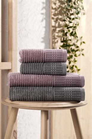 Mira Home 4 Parça Maral Battal %100 Pamuklu Banyo Havlu Takımı 90x160 Cm