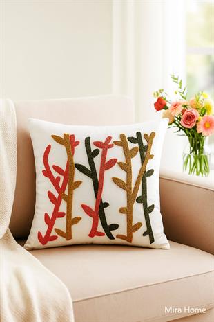 Mira Home Dekoratif Punch Kaktüs Nakışlı Kırlent Kılıfı