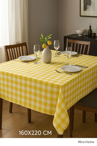 Mira Home Kareli Masa Örtüsü Sofra Bezi 160X220 Cm Rustik