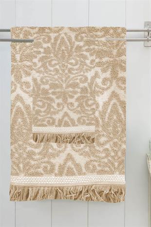 Mira Home Saçaklı Lüks Banyo Havlu Takımı %100 Pamuk Lalezar