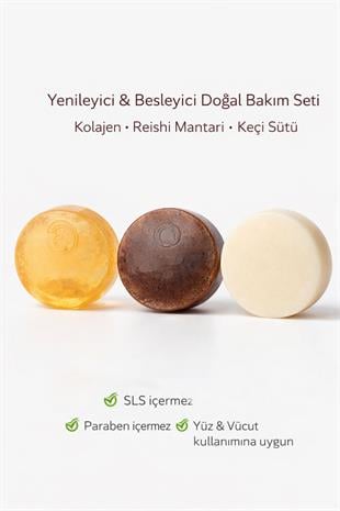 Olgun Ciltler İçin Yenileyici ve Dolgunlaştırıcı 3 lü Doğal Bakım Sabun Seti
