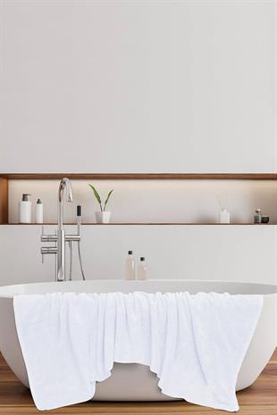 Otel Banyo Havlusu %100 Pamuklu 70X150 Cm Beyaz 20/2 Ring 600 Gr