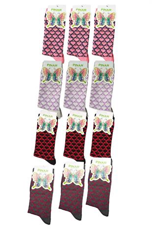 Pınar Kadın Uzun Soket Ekonomik Pamuklu Çorap  12li Paket