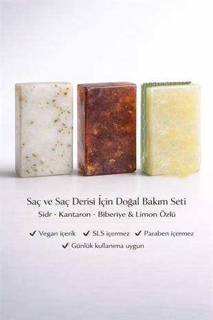 Saç ve Saç Derisi Bakımı İçin Onarıcı 3 lü Doğal Sabun Seti
