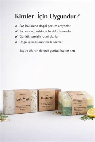 Saç ve Saç Derisi Bakımı İçin Onarıcı 3 lü Doğal Sabun Seti