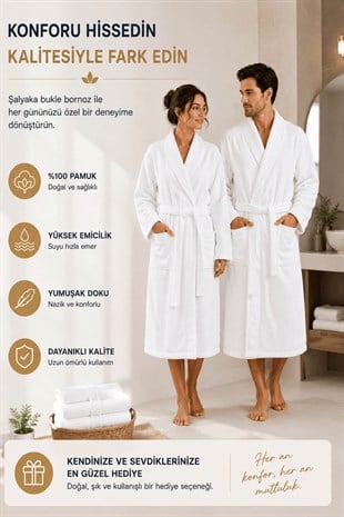Tek Kişilik Banyo Bornozu %100 Pamuk Şalyaka Bukle Perla Collection