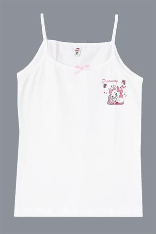 Tekkaplan Kız Çocuk İp Askılı Atlet Pamuklu Baskılı Fanila