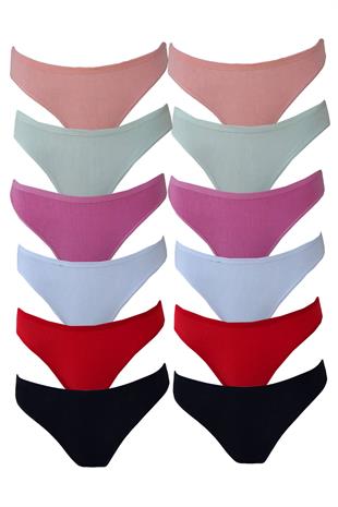 Tutku 12li Kadın Kaşkorse Bayan Külot Pamuklu Renkli Bikini 